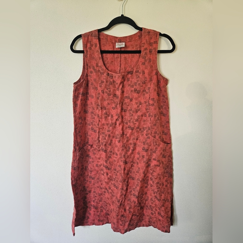 Click By Color Me Cotton 100% Linen Dress With Pockets Small